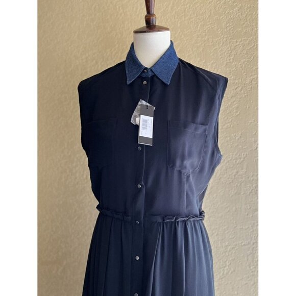 DIESEL Women's Black Chiffon Collared D-casey-b Pleated Shirt Dress DL12 $248 - Picture 11 of 11